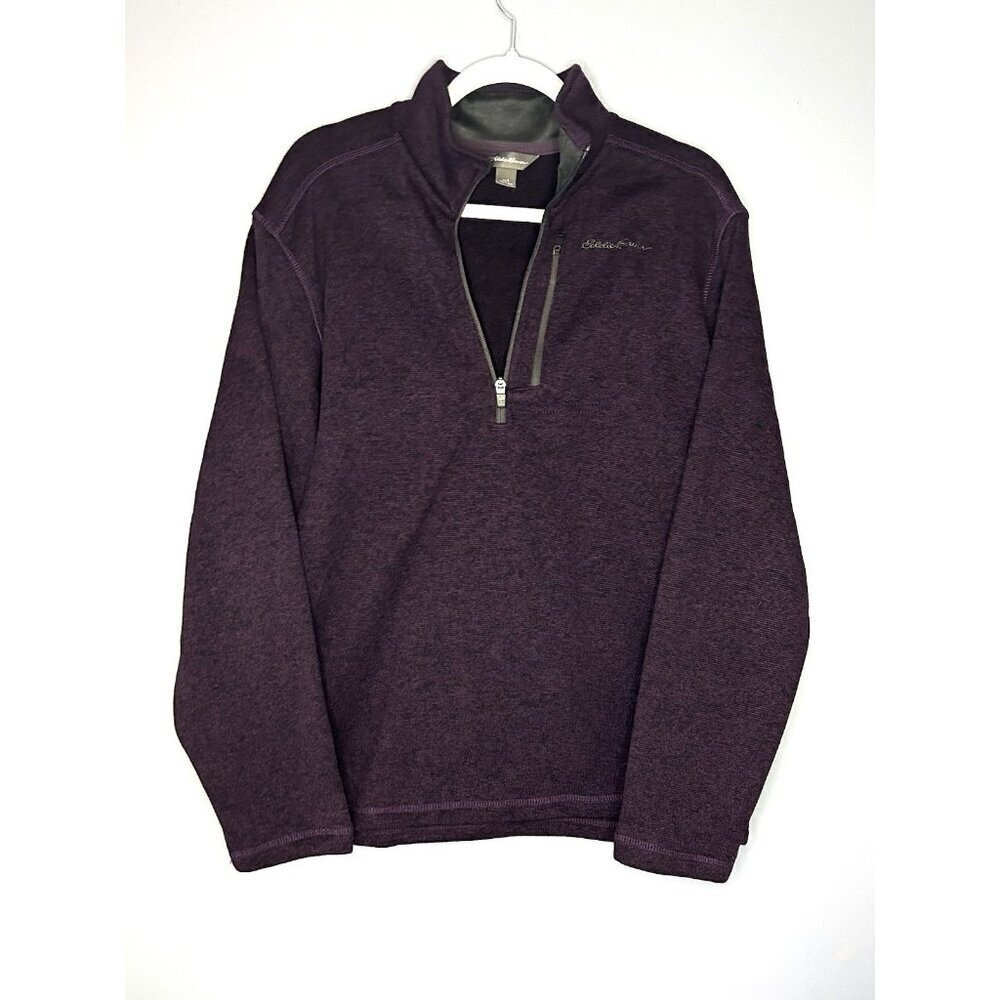 Eddie Bauer Fleece‎ Sweater Men’s L Pullover Half Zip Heather Purple Gorpcore